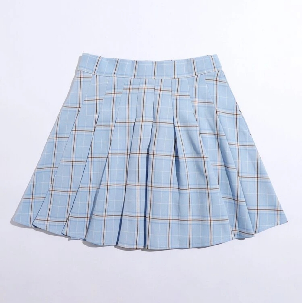 2/$20 | ROMWE | Blue Plaid Skirt